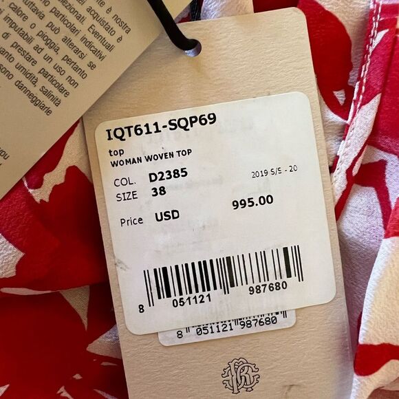 Roberto Cavalli $995 ROSES PRINT WRAP TOP - Picture 7 of 8